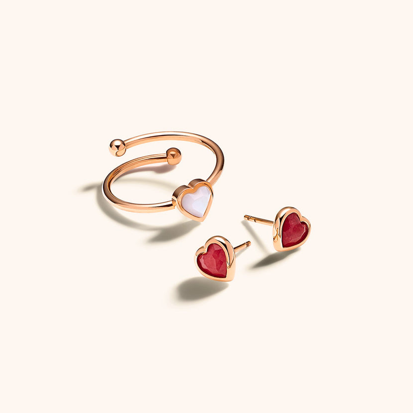 Mini Heart Birthstone Stud Earrings (Rose Gold)