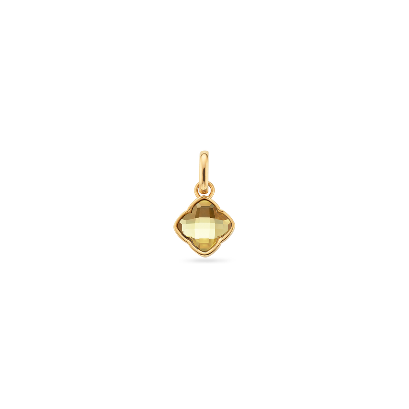 Faceted Birthstone Clover Pendant (Gold)