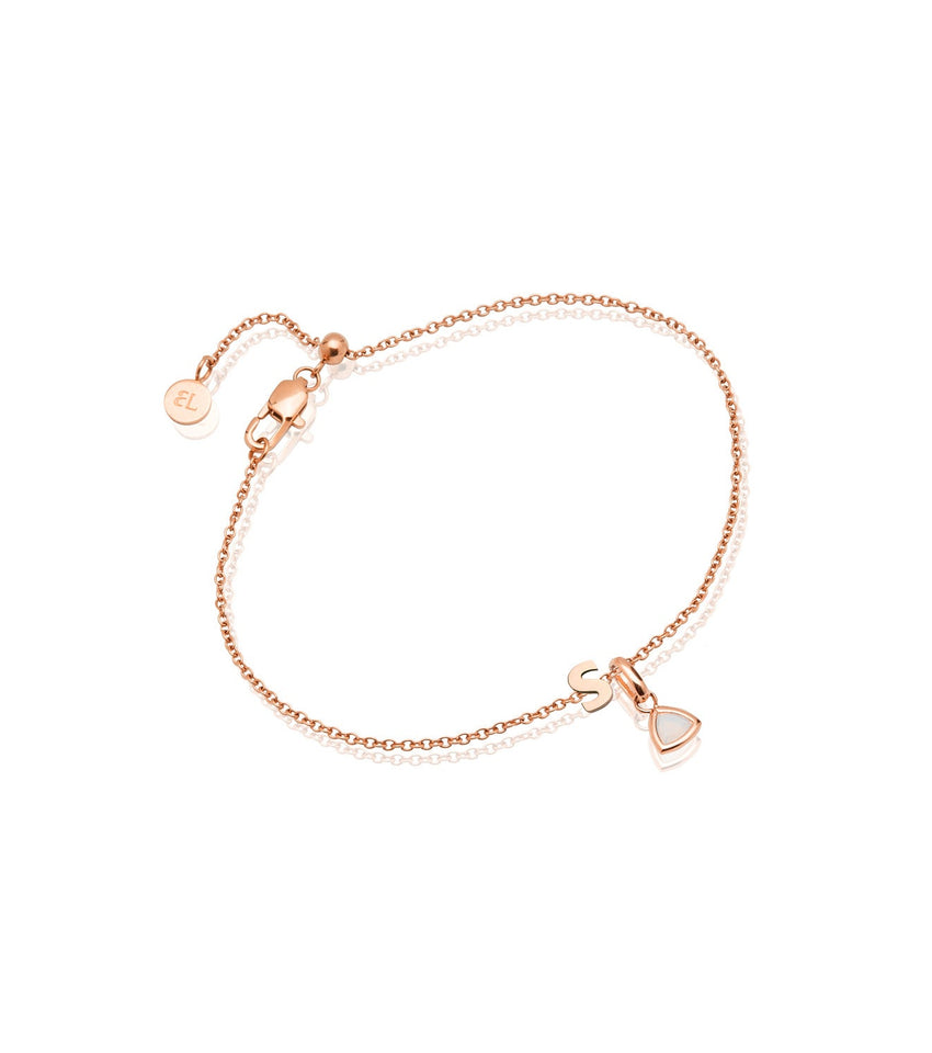 Birthstone & Little Luxe Letter Bracelet (Rose Gold)