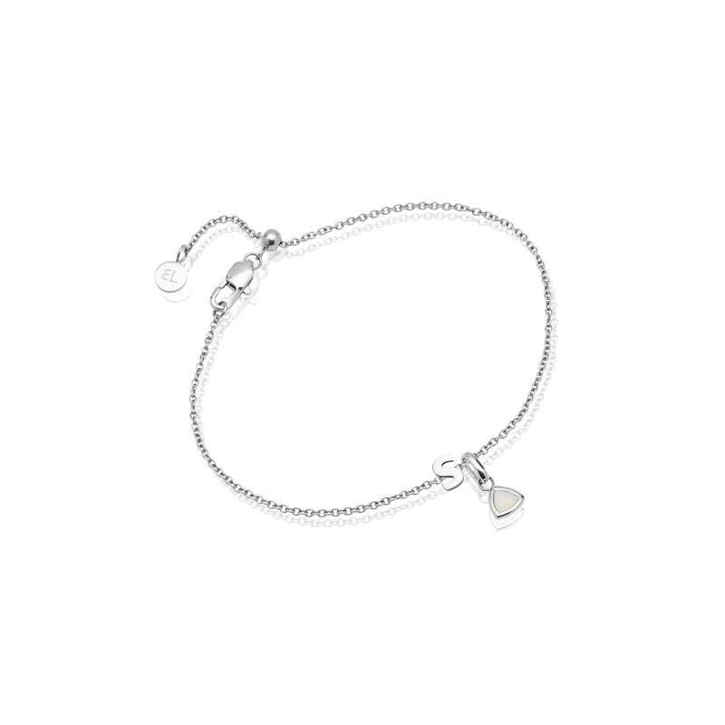 Birthstone & Made Mine Letter Bracelet (Silver)