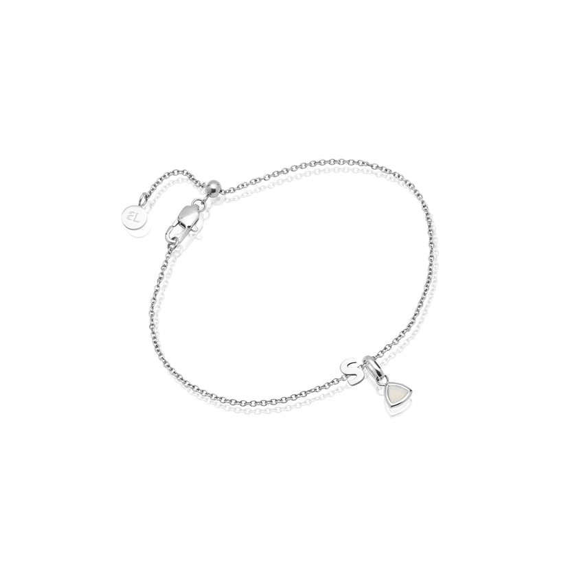 Birthstone & Made Mine Letter Bracelet (Silver)
