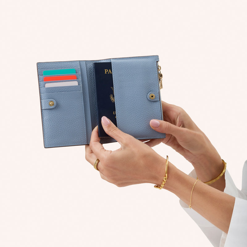 Leather Passport Holder (Powder Blue)