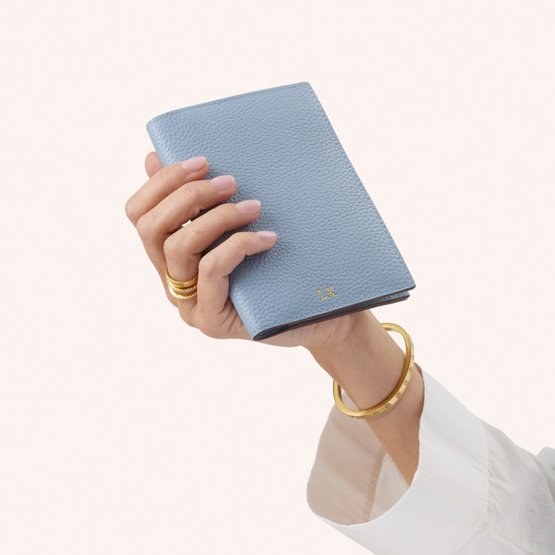 Leather Passport Holder (Powder Blue)