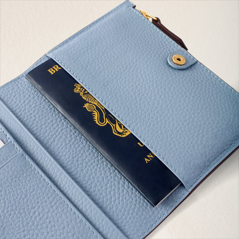 Leather Passport Holder (Powder Blue)