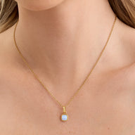Blue Lace Agate Cushion Necklace (Gold)