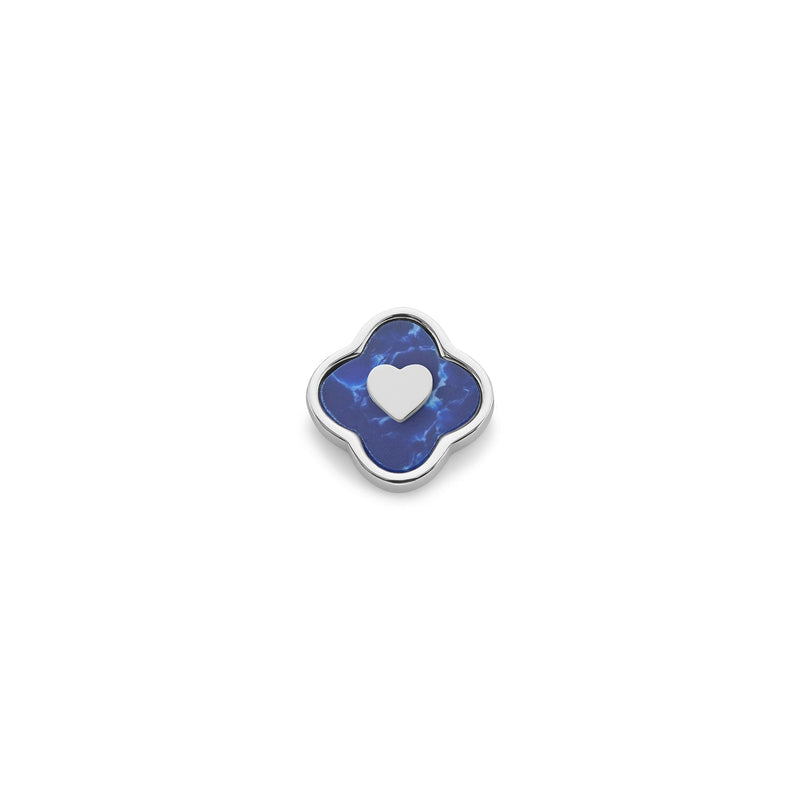 Blue Lace Agate Clover Charms (Silver) - Heart