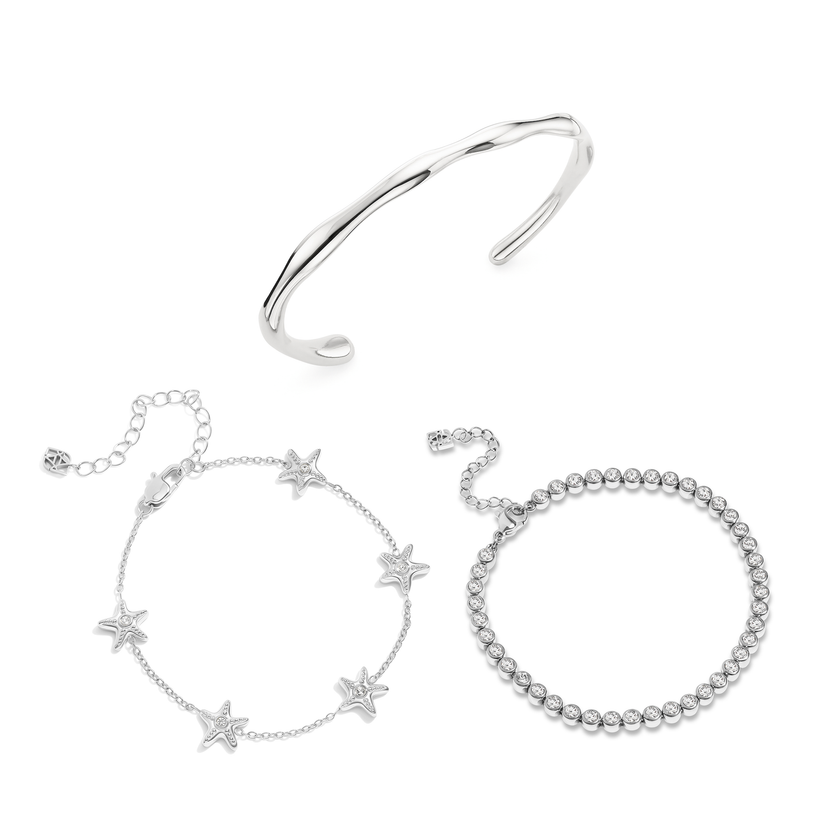 Ocean Charms Starfish Bracelet Set (Silver)