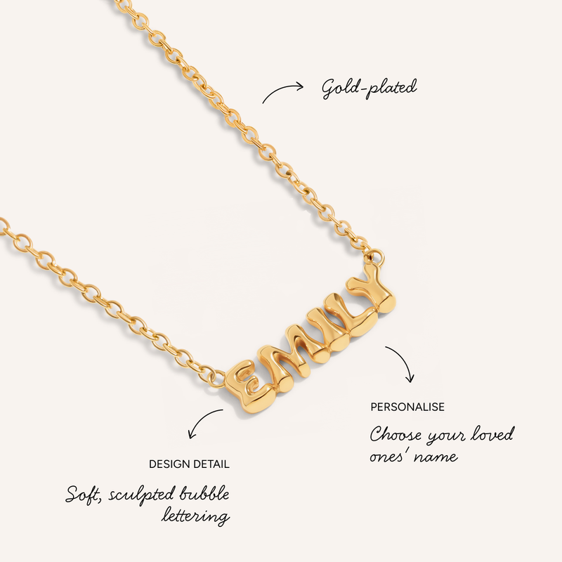 Bubble Name Necklace (Gold)
