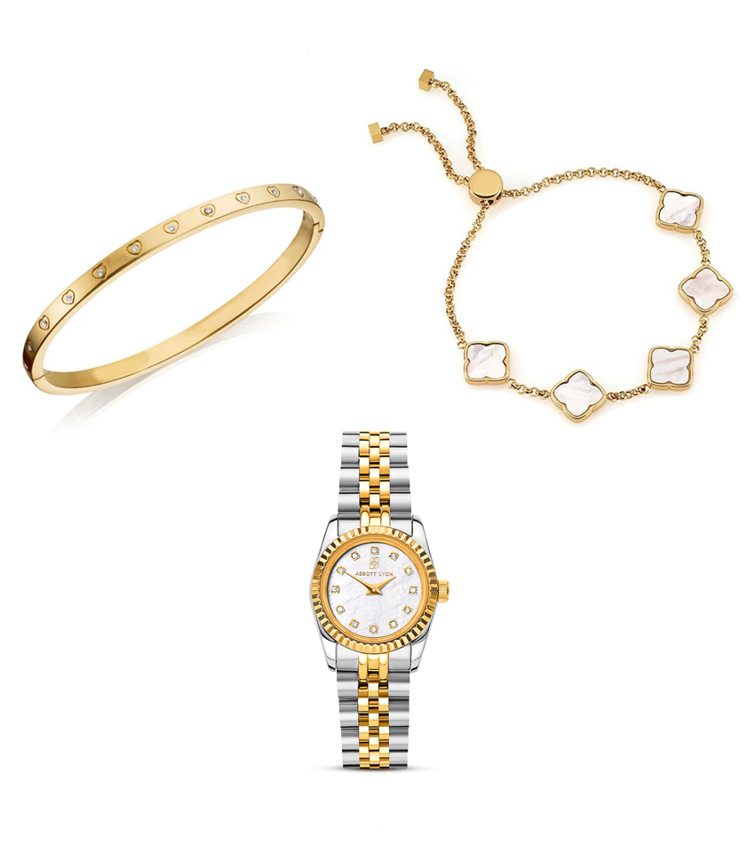 Pearl Belgravia & Bracelet Set (Gold)