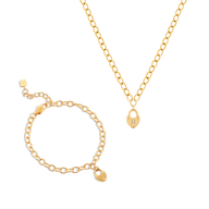 Love Locks Necklace & Bracelet Set (Gold)