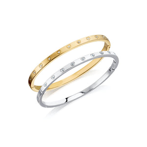 Crystal Heart Bangle Set (Gold/Silver)
