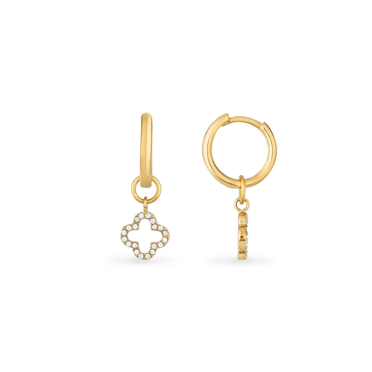 Clover Huggie Hoops