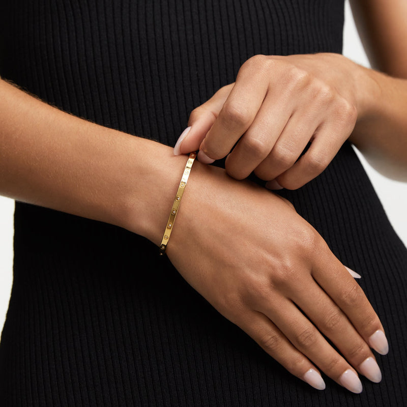 Black Essence Watch & Chain Bracelet Set (Gold)