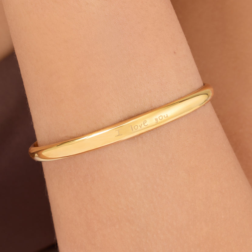 Custom Handwritten Domed Bangle (Gold)