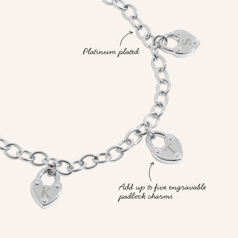 Custom Multi Love Locks Bracelet (Silver)