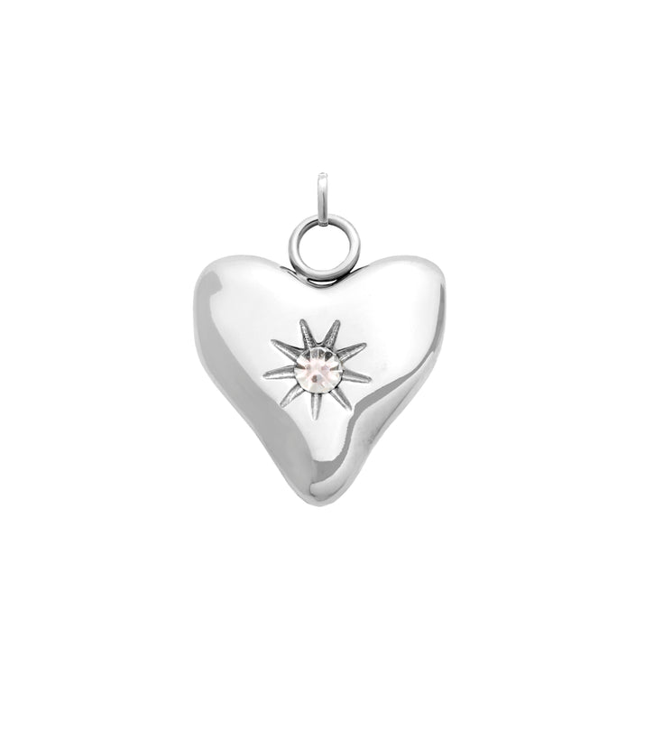 Written In The Sand Mini Heart Birthstone Charm (Silver)