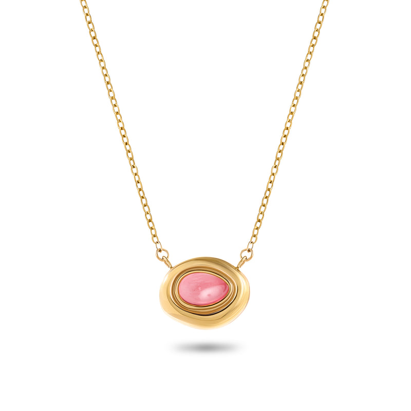 Pink Quartz Molten Necklace (Gold)
