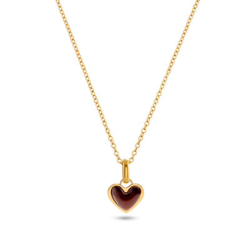 Chocolate Brown Heart Necklace (Gold)