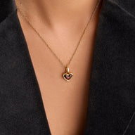 Chocolate Brown Heart Necklace (Gold)