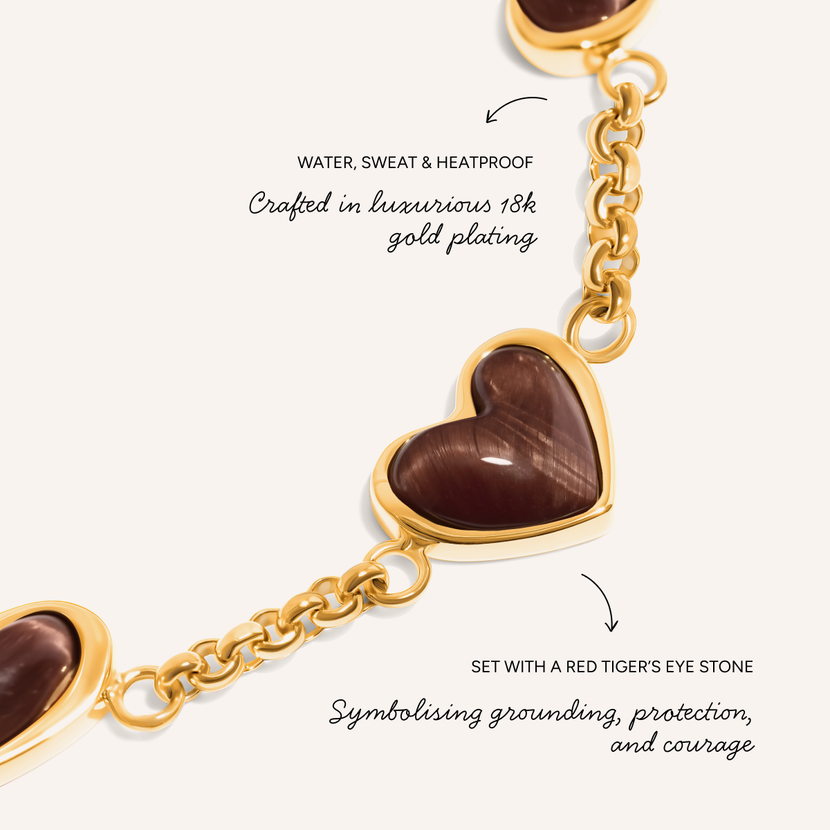 Chocolate Brown Multi Heart Bracelet (Gold)