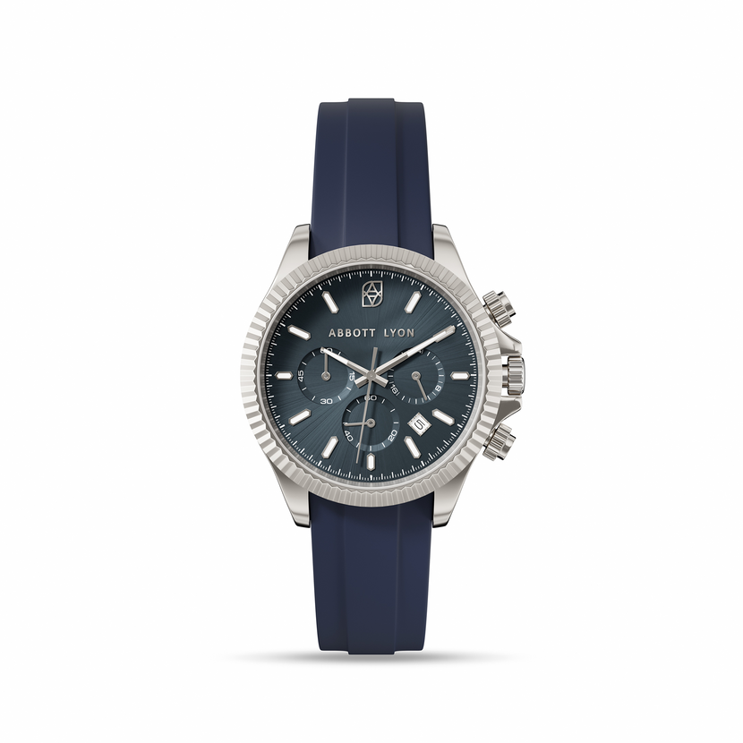 Greenwich Chronograph 40 Silicone Strap Watch (Navy)