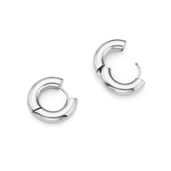 Small Chunky Huggie Hoop Earring Set (Silver)