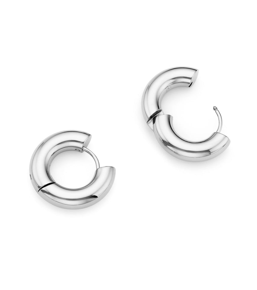 Small Chunky Huggie Hoop Earrings (Silver)