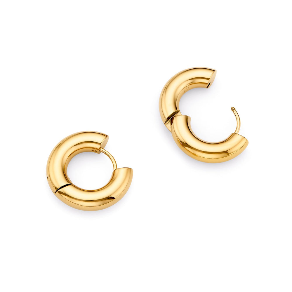 Small Chunky Huggie Hoop Earrings (Gold)