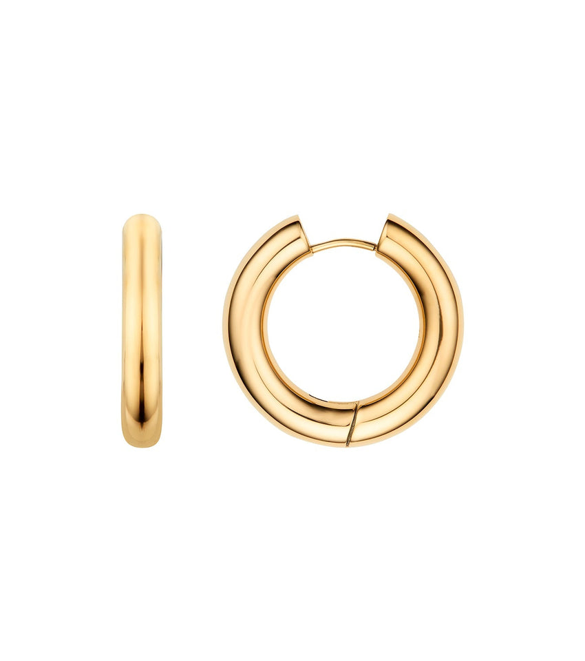 Medium Chunky Huggie Hoop Earrings (Gold)