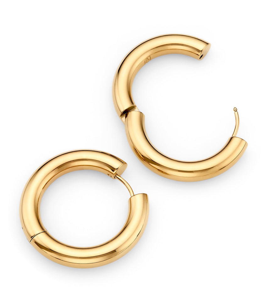Large Chunky Huggie Hoop Earrings (Gold)