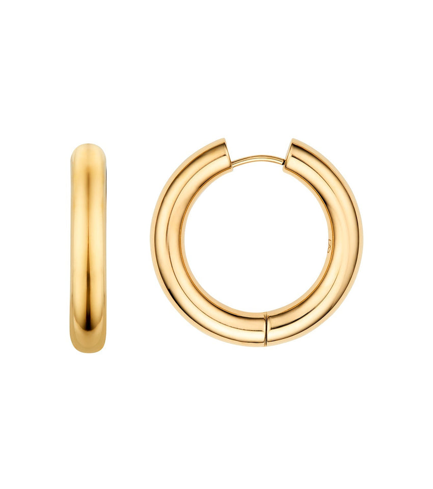 Large Chunky Huggie Hoop Earrings (Gold)