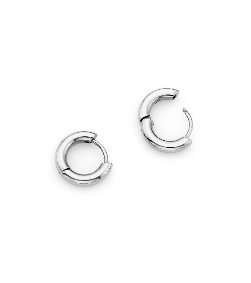 Mini Chunky Huggie Hoop Earrings (Silver)