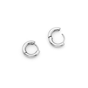 Mini Chunky Huggie Hoop Earrings (Silver) - Worth £45