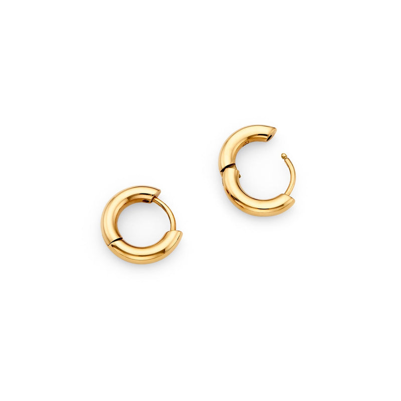 Mini Chunky Huggie Hoop Earrings (Gold) - Main Image
