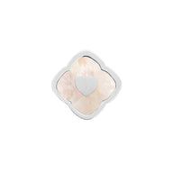 Rosette Pearl Clover Charms (Silver) - Heart