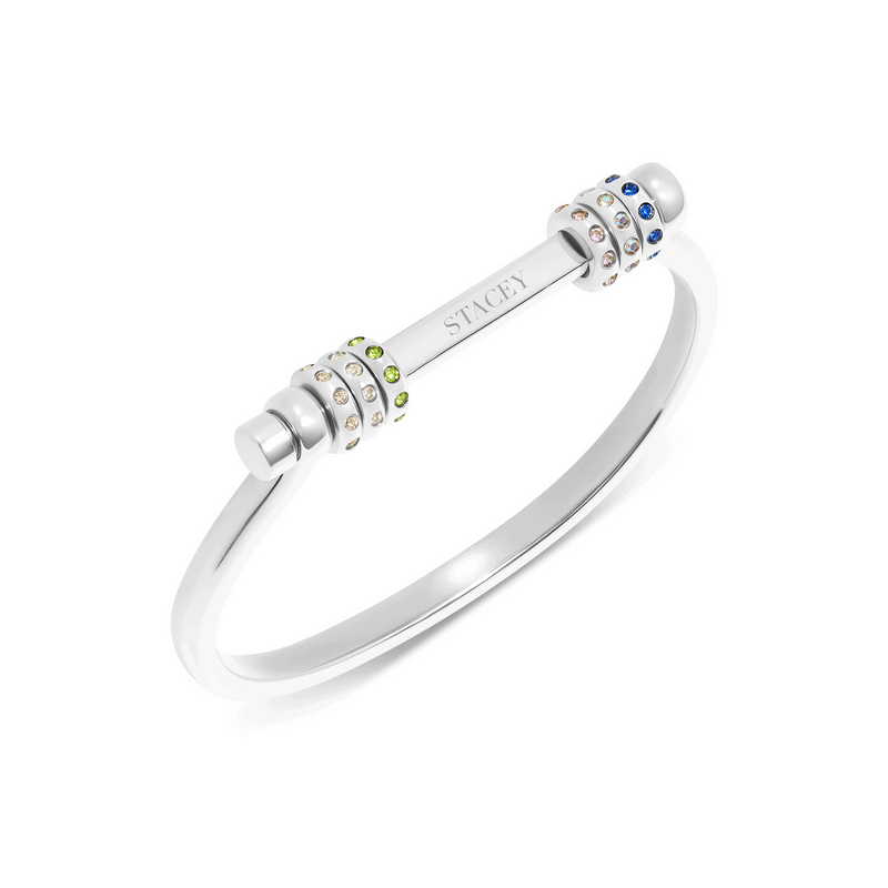 Personalised Confetti Charm Bangle (Silver)