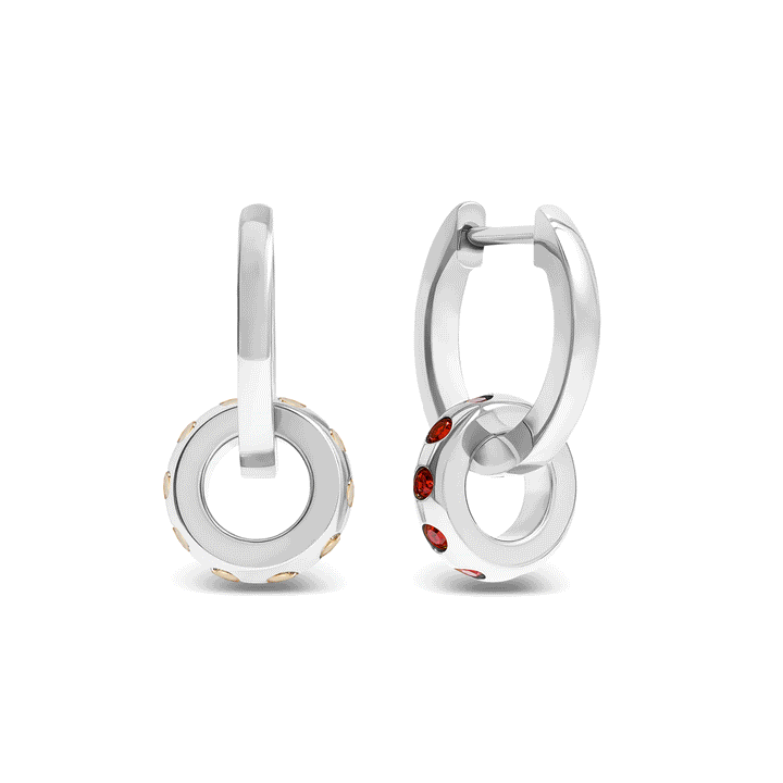 Confetti Charm Huggie Hoops (Silver)