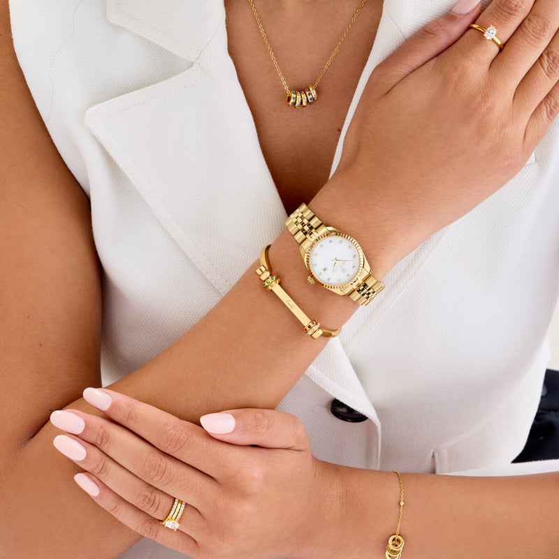 Personalised Confetti Charm Bangle (Gold)