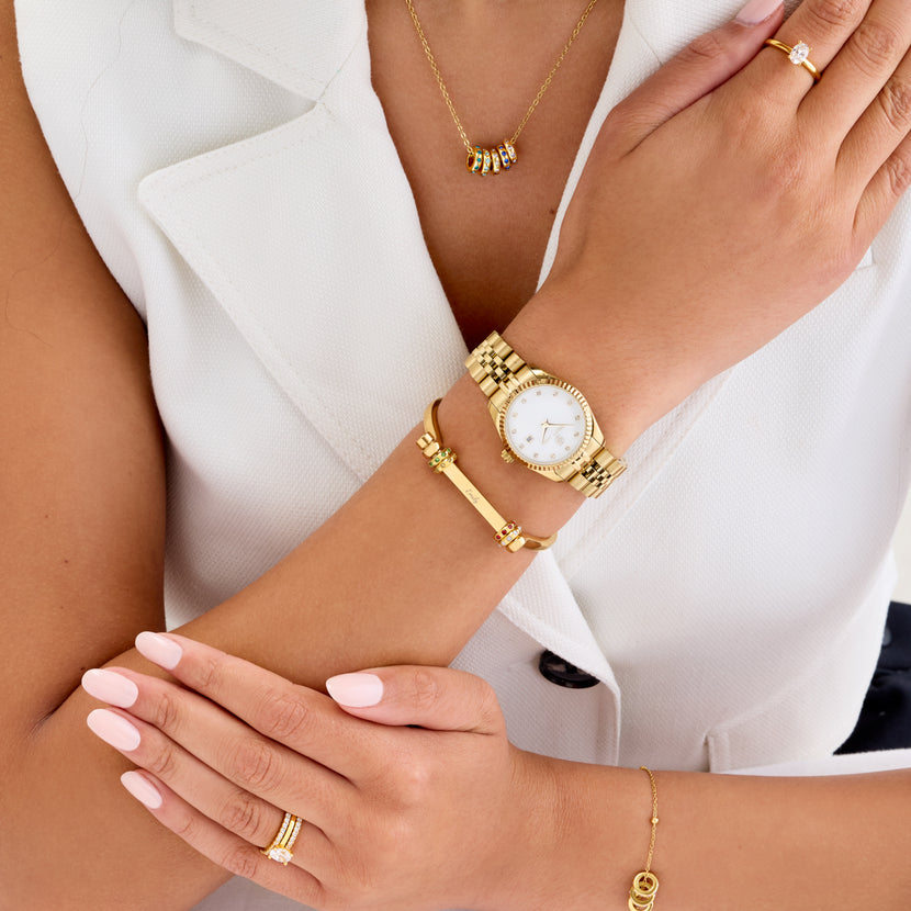 Personalised Confetti Charm Bangle (Gold)