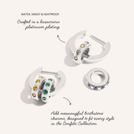 Confetti Charm Huggie Hoops (Silver)