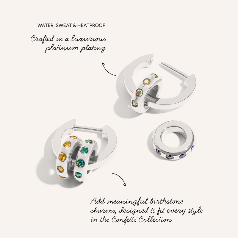 Confetti Charm Huggie Hoops (Silver)