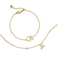 Double Initial Crystal Bracelet (Gold)