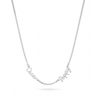 Multi Crystal Cursive Name Necklace (Silver)