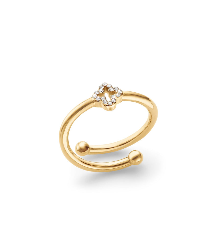 Crystal Clover Ring (Gold)