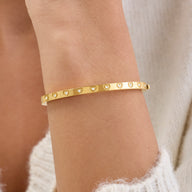 Crystal Heart Bangle (Gold)