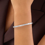 Crystal Heart Bangle (Silver)