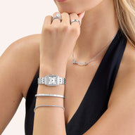 Crystal Heart Bangle (Silver)
