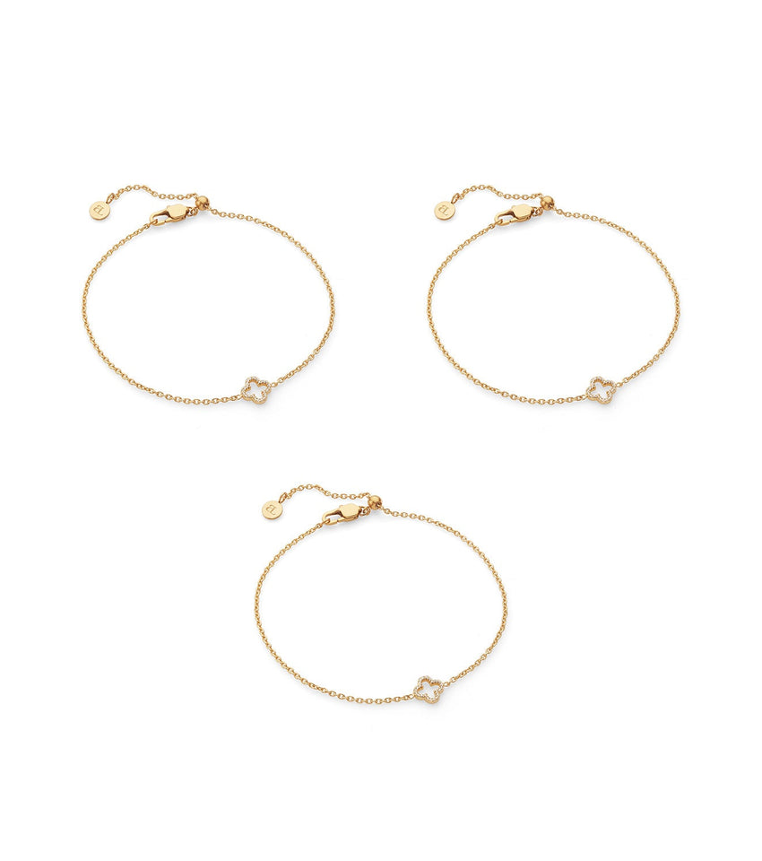 Crystal Clover Bracelet Bundle (Gold)