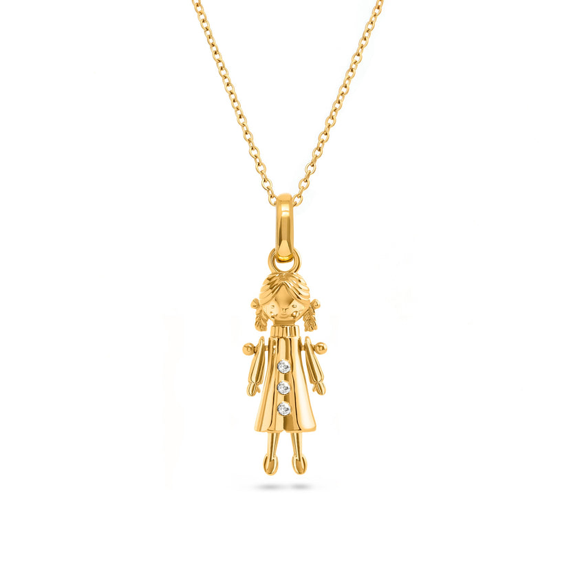 Crystal Ragdoll Necklace (Gold)