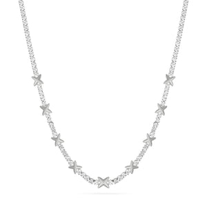Crystal Fixed Charm Necklace (Silver)